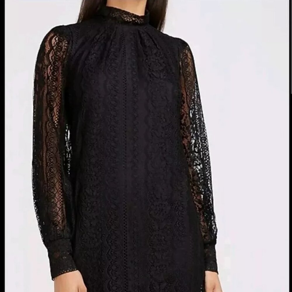 Express Black Lace Dress Size Medium - Picture 2 of 13